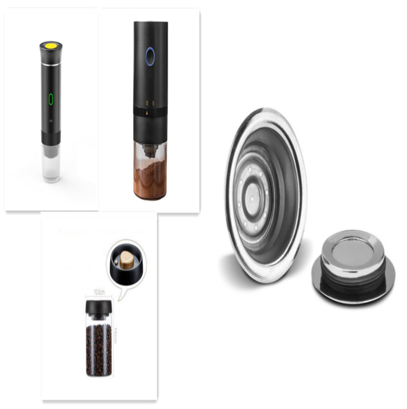 Portable 3-in-1 Electric Espresso Grinder and Coffee Maker for Travel and Home Use