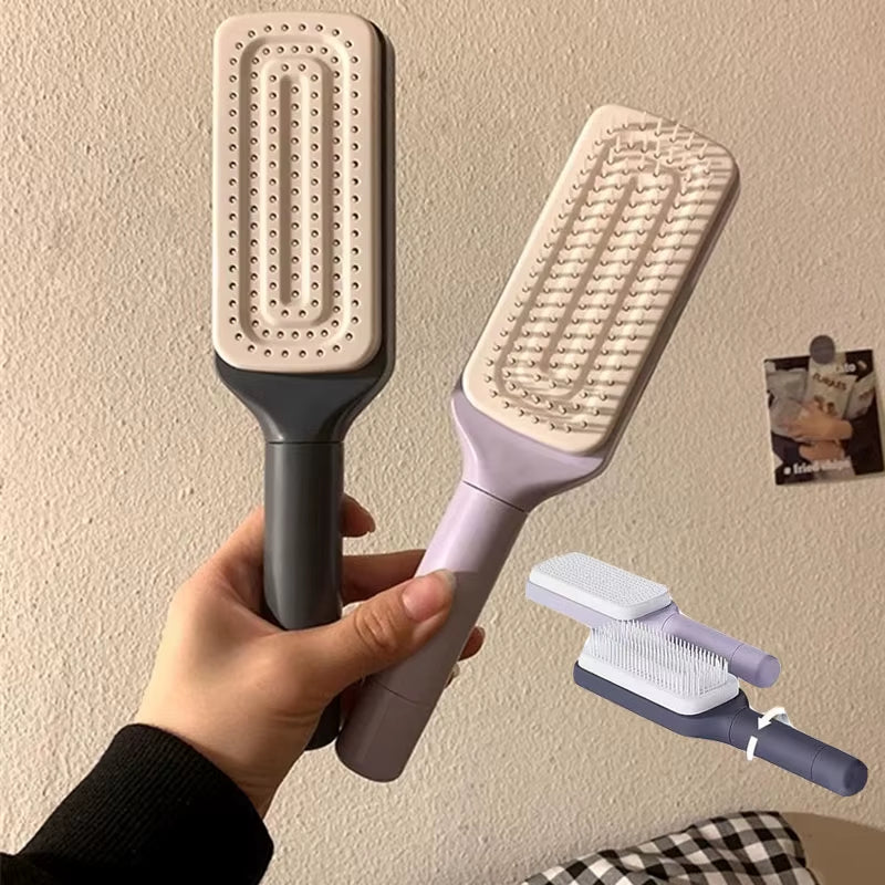 Rotatable Self-Cleaning Massage Hair Brush with Air Cushion and Anti-Static Technology for Women