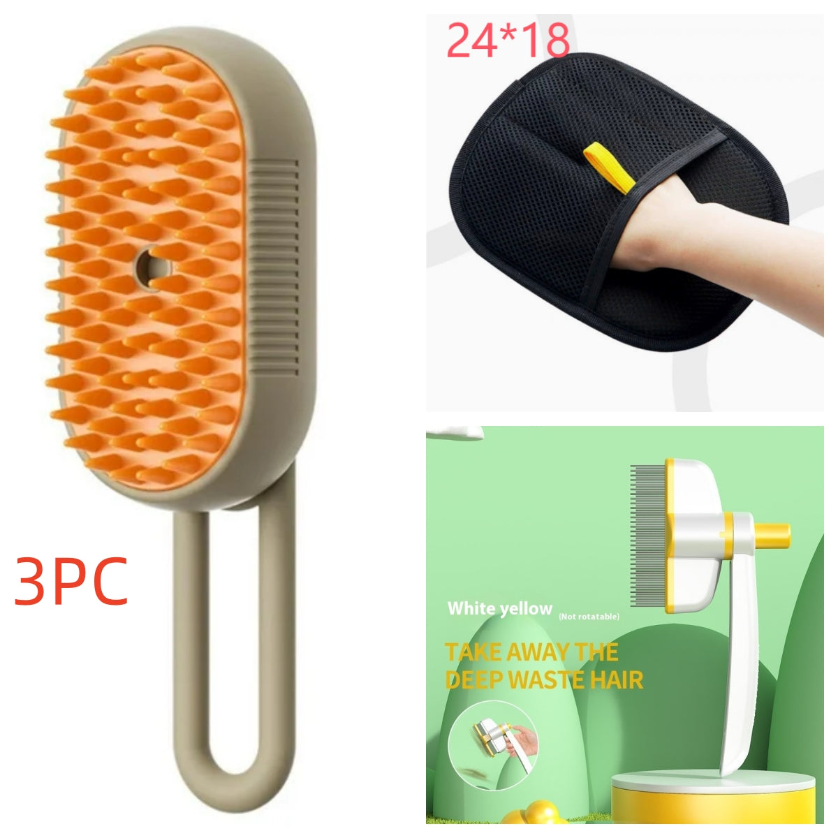 3-in-1 Electric Pet Grooming Brush with Steam Spray for Cats and Dogs - Massage and Hair Removal Comb