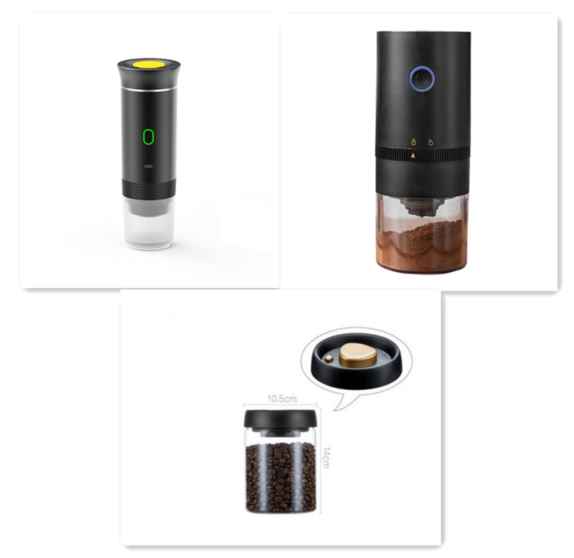 Portable 3-in-1 Electric Espresso Grinder and Coffee Maker for Travel and Home Use