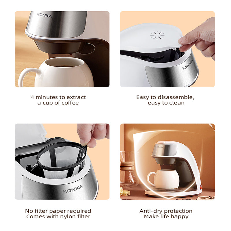 Fully Automatic Mini Coffee Maker for Home and Office - Portable American Style Coffee Machine