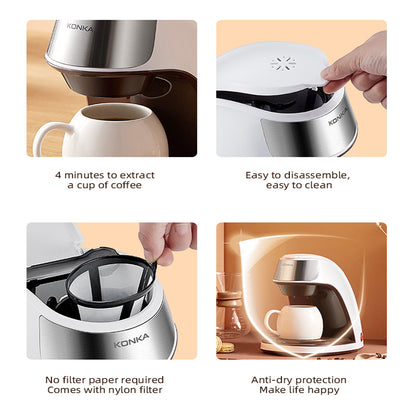 Fully Automatic Mini Coffee Maker for Home and Office - Portable American Style Coffee Machine
