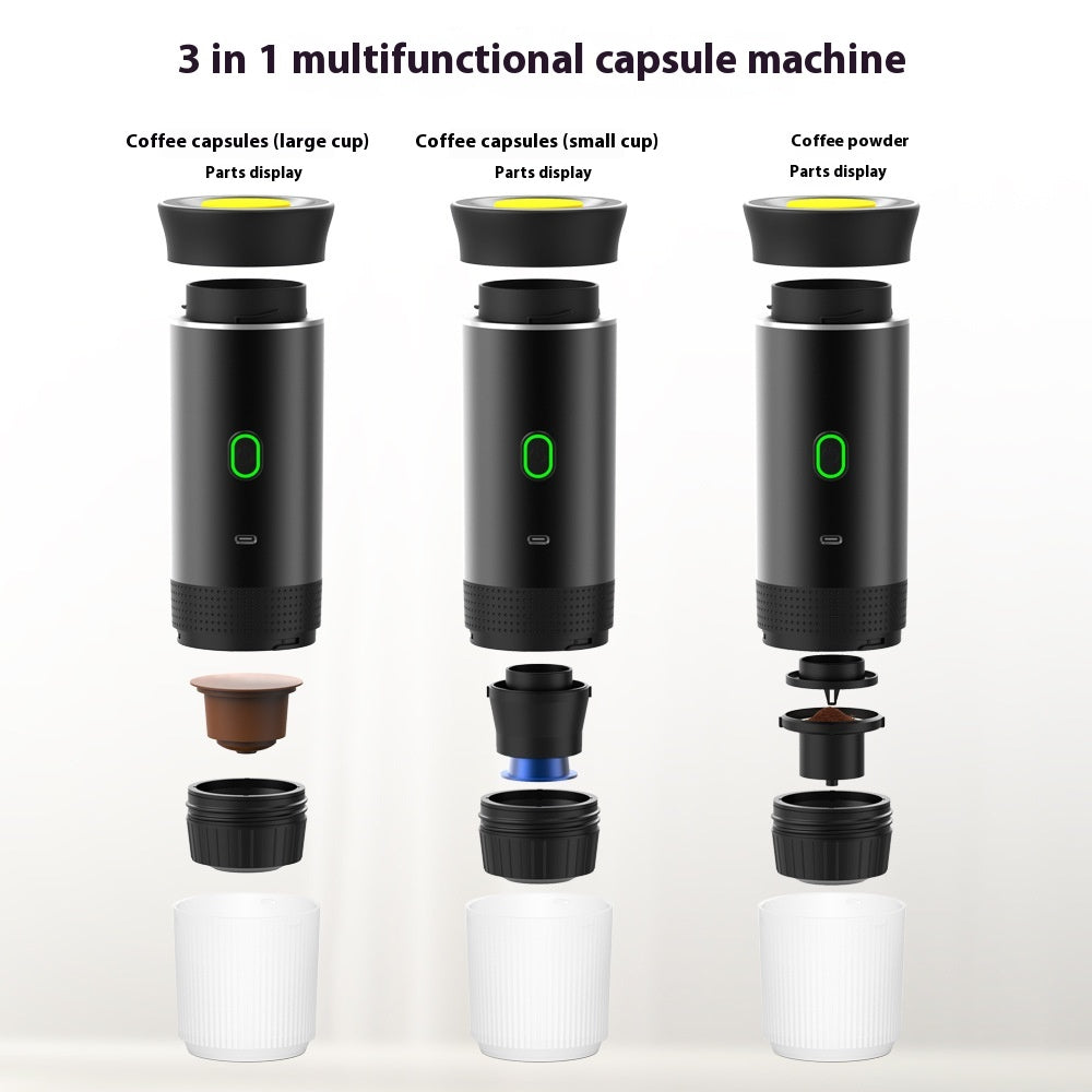 Portable 3-in-1 Electric Espresso Grinder and Coffee Maker for Travel and Home Use