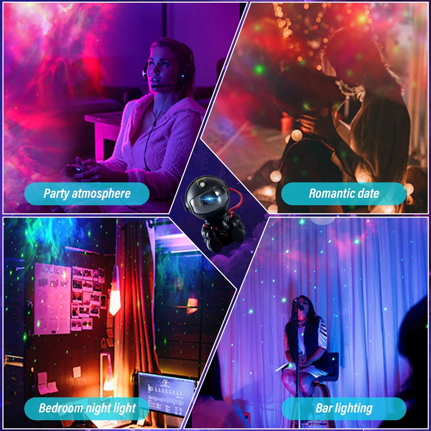 Astronaut Galaxy Projector: Starry Sky Nebula Night Light with Remote Control and Timer for Bedroom and Event Decoration